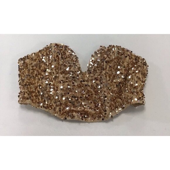 Woman’s Top Bustier Wire/Boning Gold Sequins Size M 🤩 - Picture 1 of 6